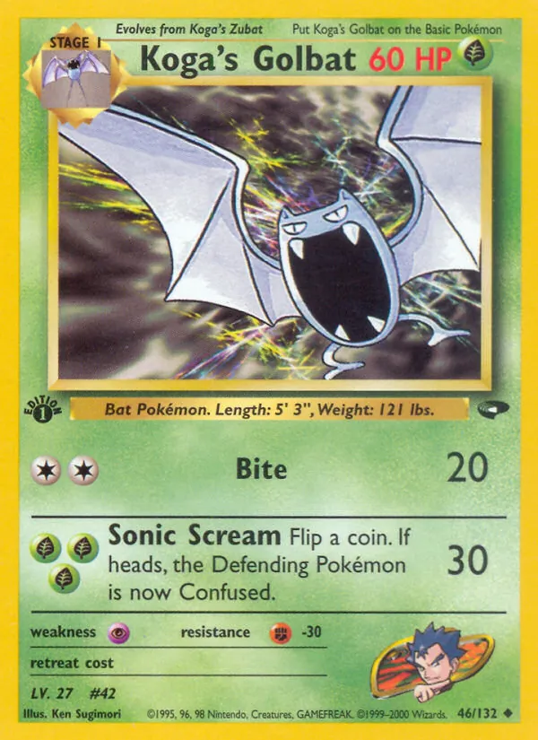 Carta Koga's Golbat, número 46/132 da coleção Gym Challenge