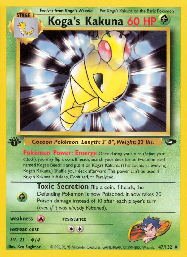 Carta Koga's Kakuna, número 47/132 da coleção Gym Challenge