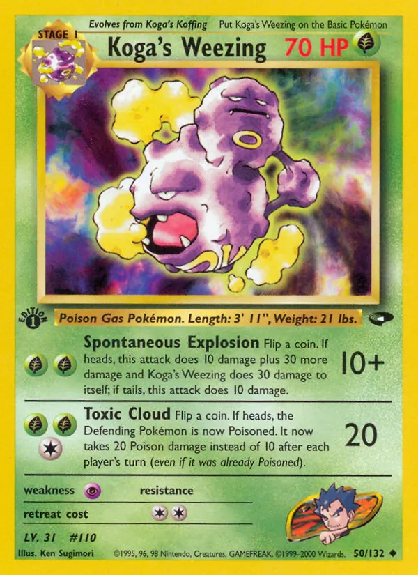 Carta Koga's Weezing, número 50/132 da coleção Gym Challenge