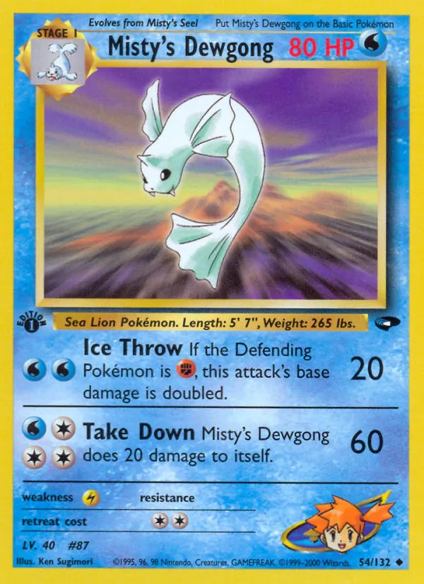 Carta Misty's Dewgong, número 54/132 da coleção Gym Challenge