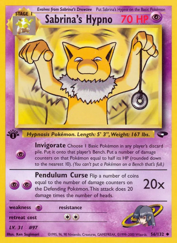 Carta Sabrina's Hypno, número 56/132 da coleção Gym Challenge
