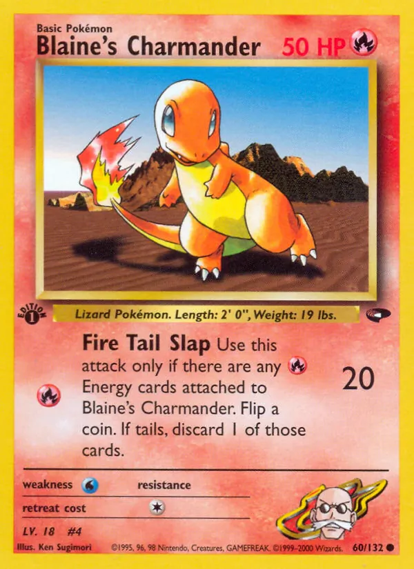 Carta Blaine's Charmander, número 60/132 da coleção Gym Challenge