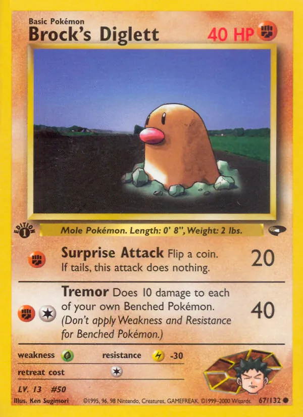 Carta Brock's Diglett, número 67/132 da coleção Gym Challenge