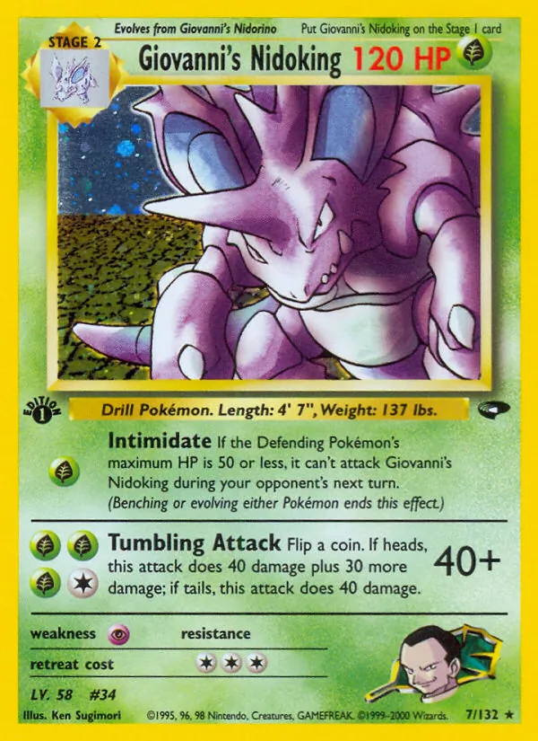 Carta Giovanni's Nidoking, número 7/132 da coleção Gym Challenge