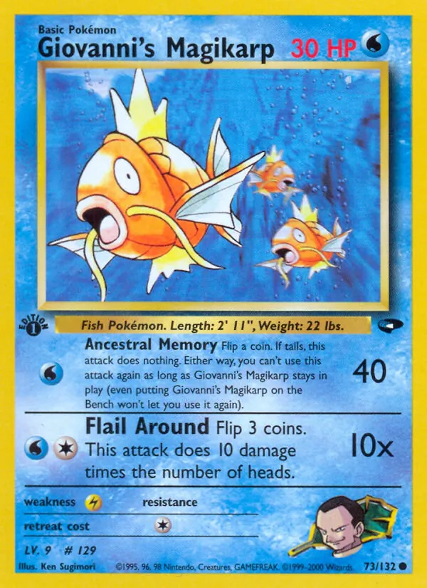 Carta Giovanni's Magikarp, número 73/132 da coleção Gym Challenge