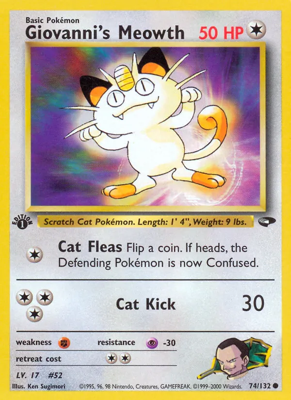 Carta Giovanni's Meowth, número 74/132 da coleção Gym Challenge
