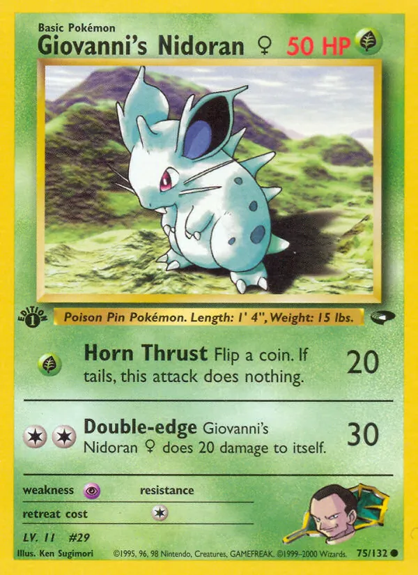 Carta Giovanni's Nidoran ♀, número 75/132 da coleção Gym Challenge