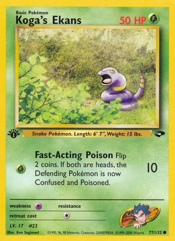 Carta Koga's Ekans, número 77/132 da coleção Gym Challenge