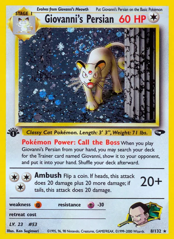 Carta Giovanni's Persian, número 8/132 da coleção Gym Challenge