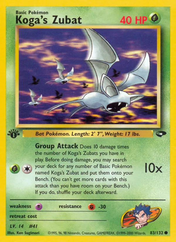 Carta Koga's Zubat, número 83/132 da coleção Gym Challenge