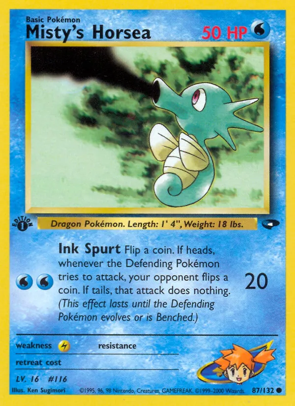 Carta Misty's Horsea, número 87/132 da coleção Gym Challenge