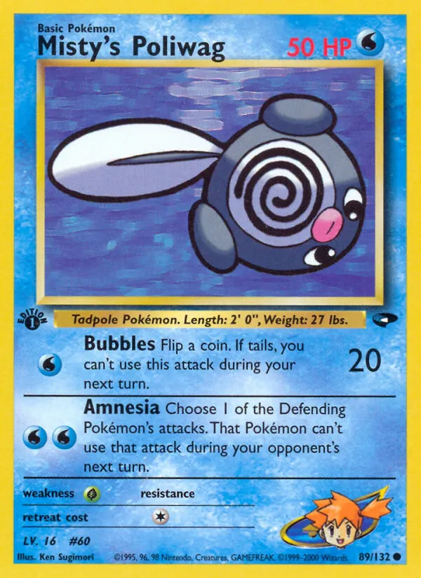 Carta Misty's Poliwag, número 89/132 da coleção Gym Challenge