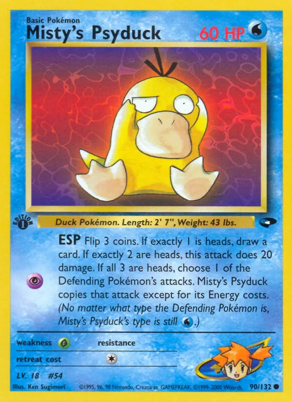 Carta Misty's Psyduck, número 90/132 da coleção Gym Challenge
