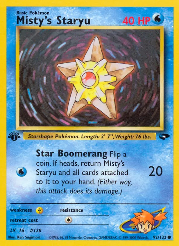 Carta Misty's Staryu, número 92/132 da coleção Gym Challenge