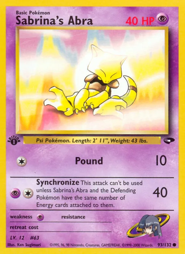 Carta Sabrina's Abra, número 93/132 da coleção Gym Challenge