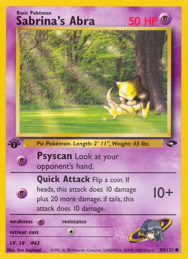 Carta Sabrina's Abra, número 94/132 da coleção Gym Challenge