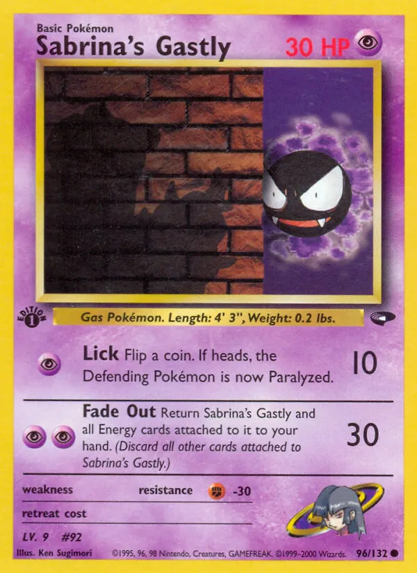 Carta Sabrina's Gastly, número 96/132 da coleção Gym Challenge