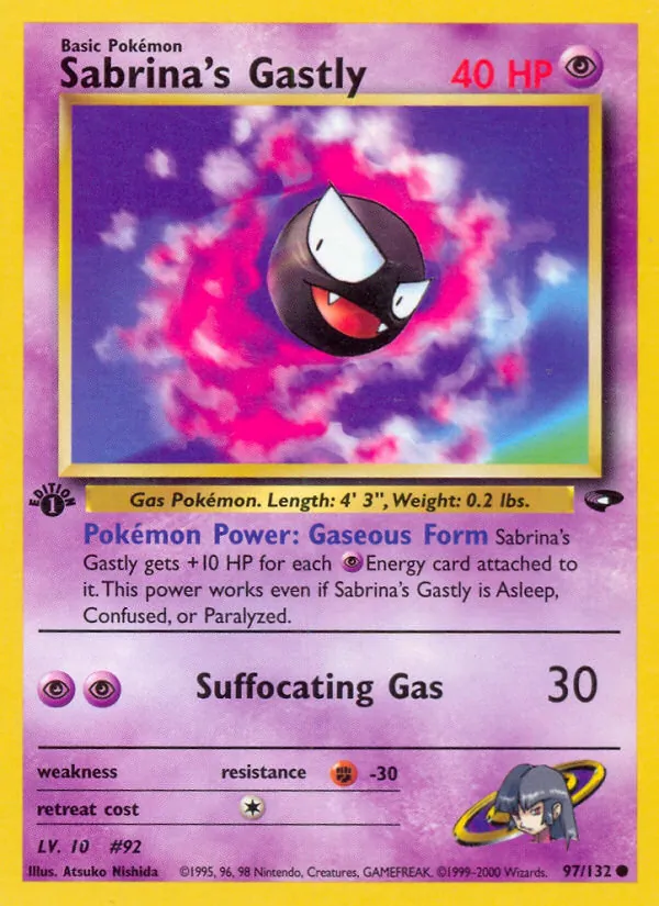 Carta Sabrina's Gastly, número 97/132 da coleção Gym Challenge