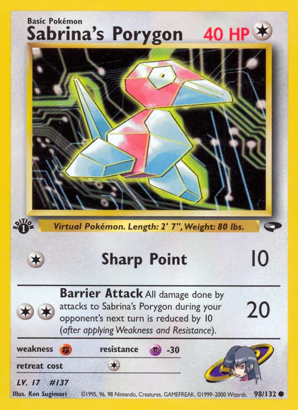 Carta Sabrina's Porygon, número 98/132 da coleção Gym Challenge
