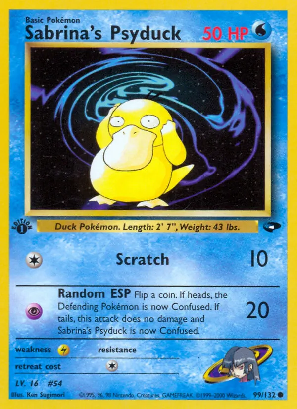 Carta Sabrina's Psyduck, número 99/132 da coleção Gym Challenge