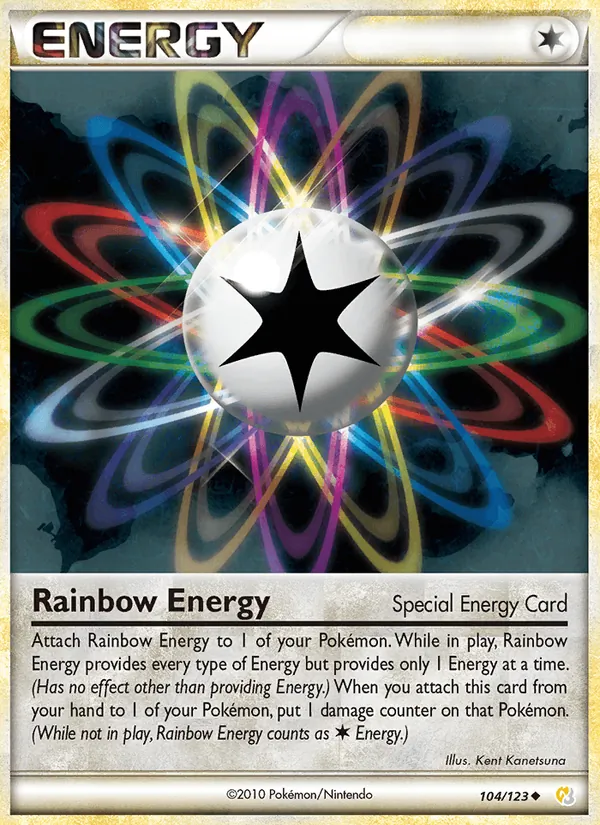 Carta Rainbow Energy, número 104/123 da coleção HeartGold SoulSilver