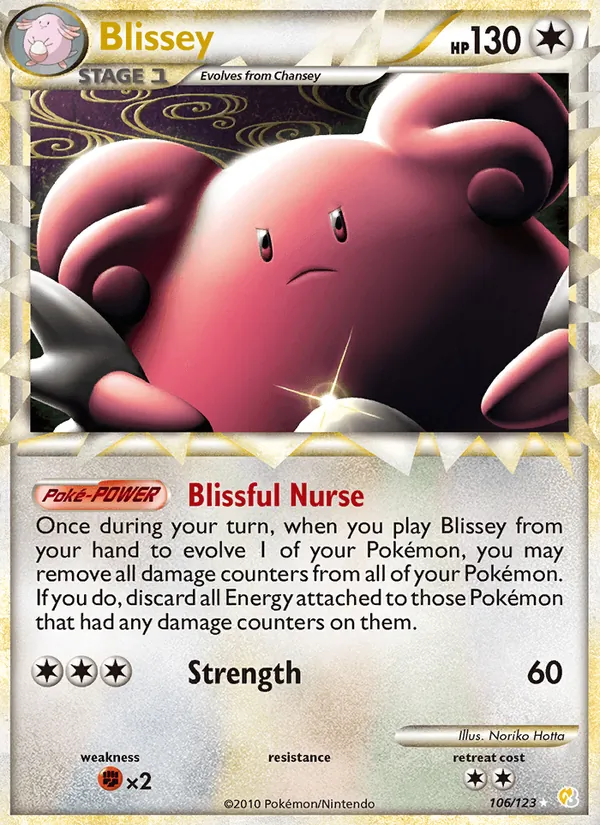 Carta Blissey, número 106/123 da coleção HeartGold SoulSilver