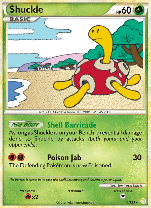Carta Shuckle, número 11/123 da coleção HeartGold SoulSilver