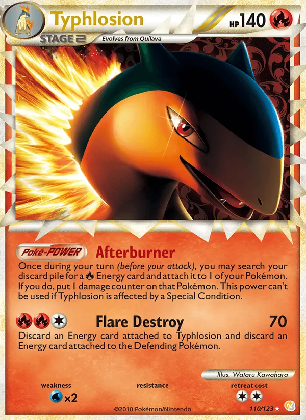 Carta Typhlosion, número 110/123 da coleção HeartGold SoulSilver