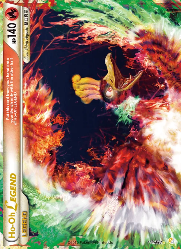 Carta Ho-Oh LEGEND, número 111/123 da coleção HeartGold SoulSilver