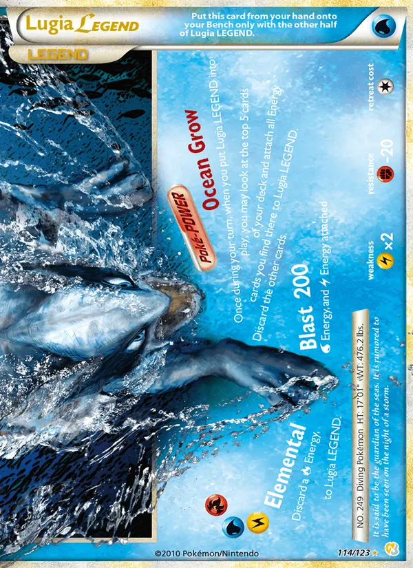 Carta Lugia LEGEND, número 114/123 da coleção HeartGold SoulSilver