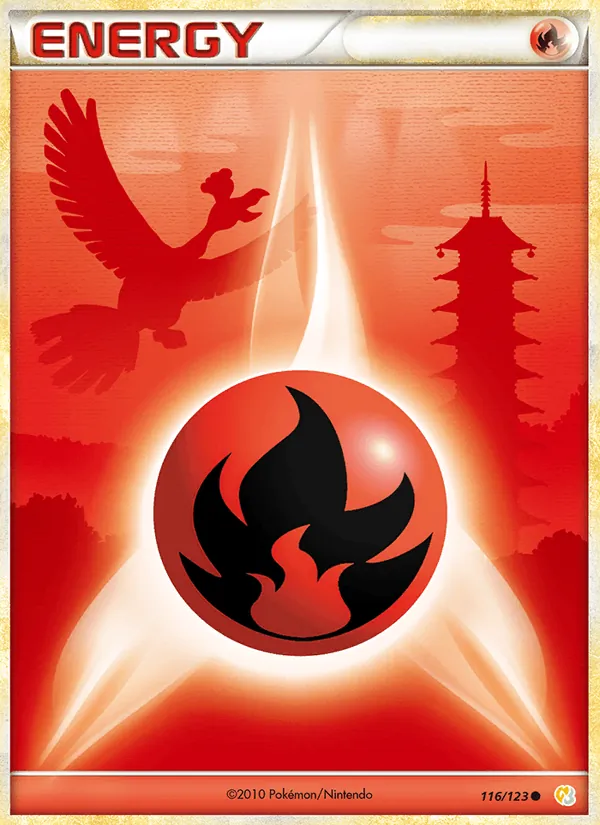 Carta Fire Energy, número 116/123 da coleção HeartGold SoulSilver