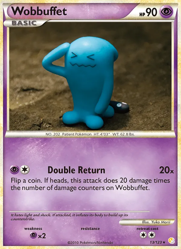 Carta Wobbuffet, número 13/123 da coleção HeartGold SoulSilver