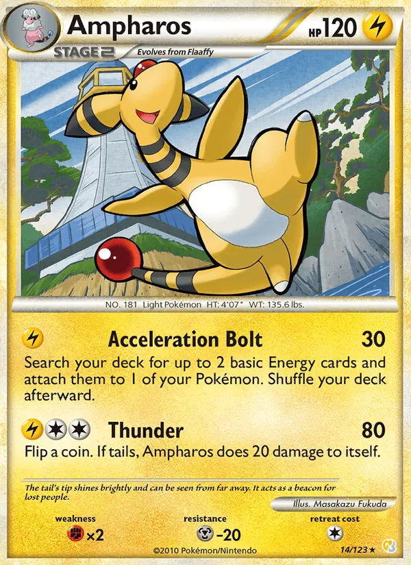 Carta Ampharos, número 14/123 da coleção HeartGold SoulSilver