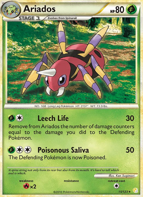 Carta Ariados, número 15/123 da coleção HeartGold SoulSilver