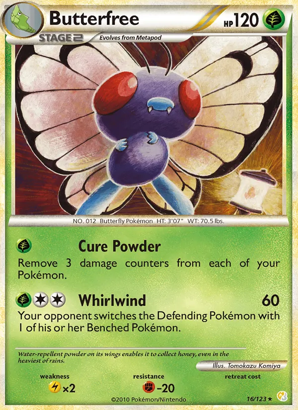 Carta Butterfree, número 16/123 da coleção HeartGold SoulSilver