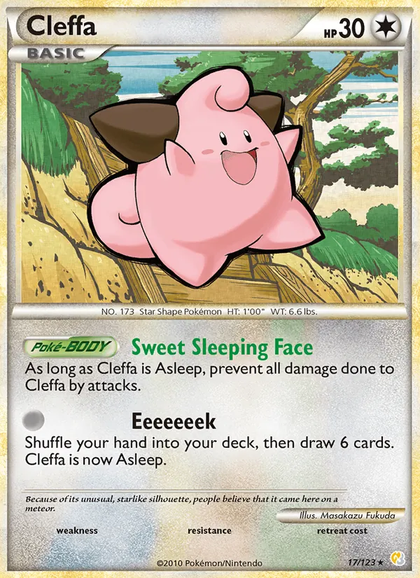 Carta Cleffa, número 17/123 da coleção HeartGold SoulSilver