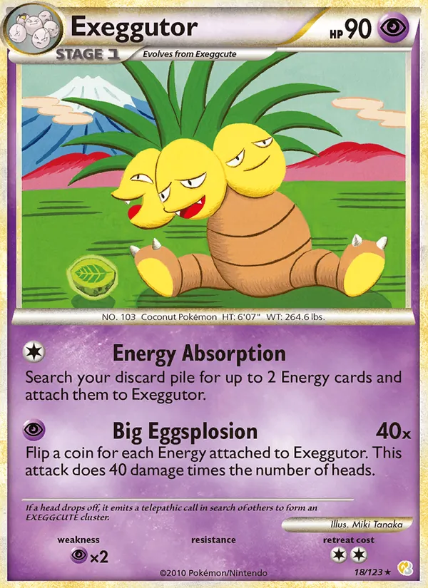 Carta Exeggutor, número 18/123 da coleção HeartGold SoulSilver