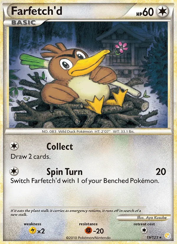 Carta Farfetch'd, número 19/123 da coleção HeartGold SoulSilver