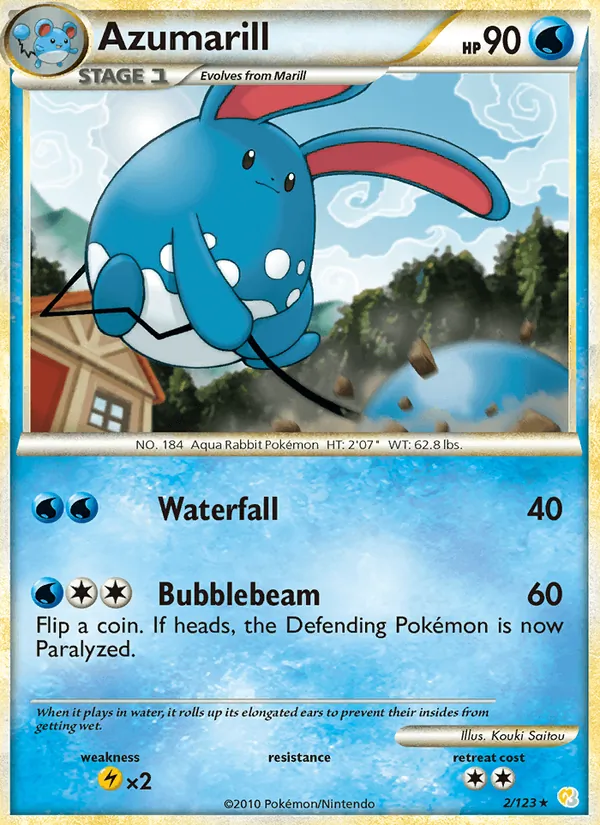 Carta Azumarill, número 2/123 da coleção HeartGold SoulSilver