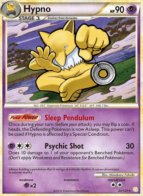 Carta Hypno, número 23/123 da coleção HeartGold SoulSilver