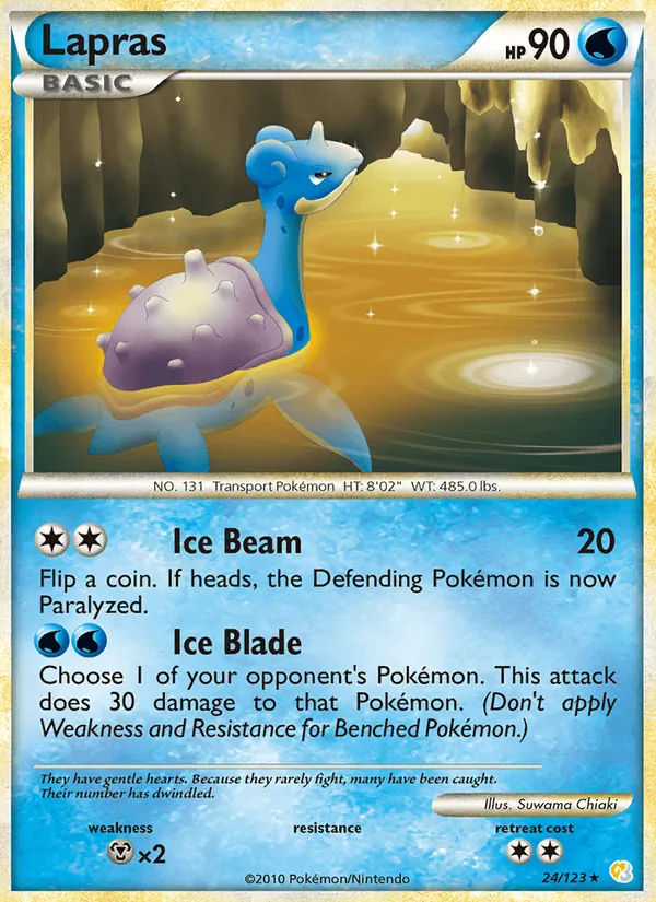 Carta Lapras, número 24/123 da coleção HeartGold SoulSilver