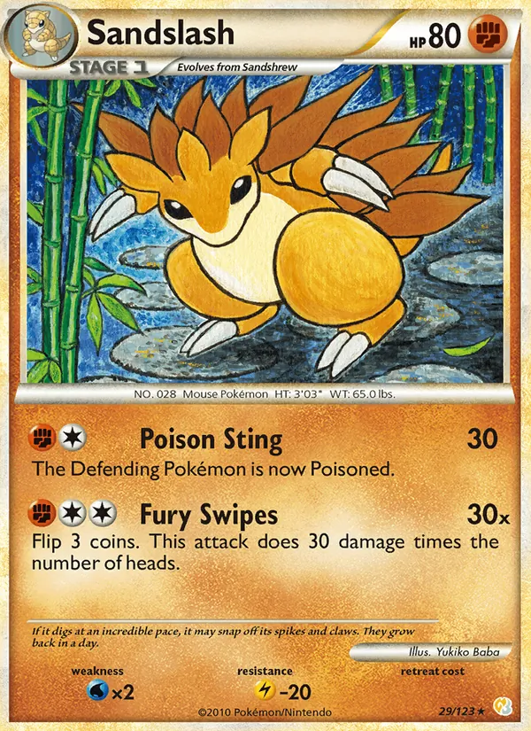 Carta Sandslash, número 29/123 da coleção HeartGold SoulSilver