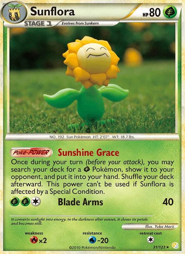 Carta Sunflora, número 31/123 da coleção HeartGold SoulSilver