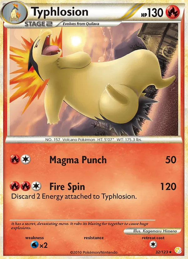 Carta Typhlosion, número 32/123 da coleção HeartGold SoulSilver