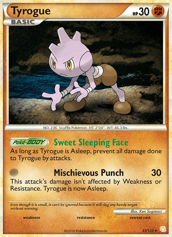 Carta Tyrogue, número 33/123 da coleção HeartGold SoulSilver