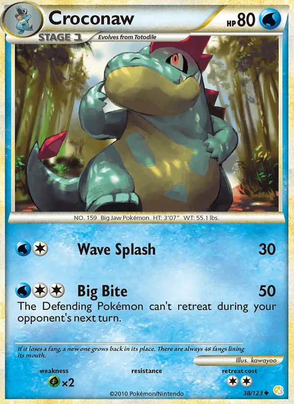Carta Croconaw, número 38/123 da coleção HeartGold SoulSilver