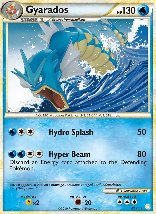 Carta Gyarados, número 4/123 da coleção HeartGold SoulSilver
