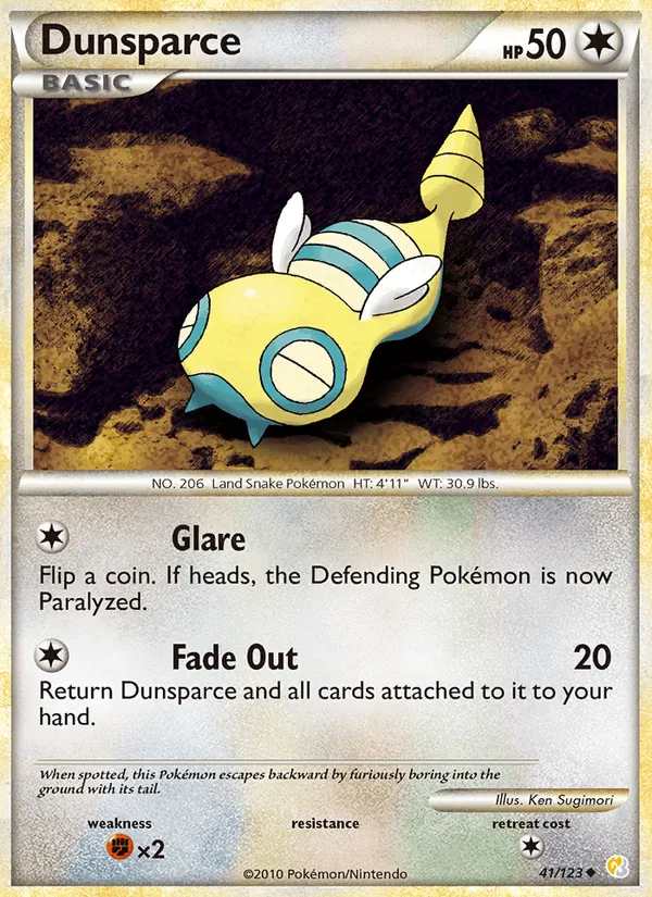 Carta Dunsparce, número 41/123 da coleção HeartGold SoulSilver