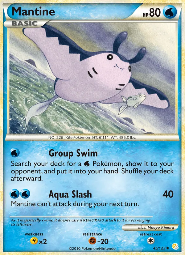 Carta Mantine, número 45/123 da coleção HeartGold SoulSilver