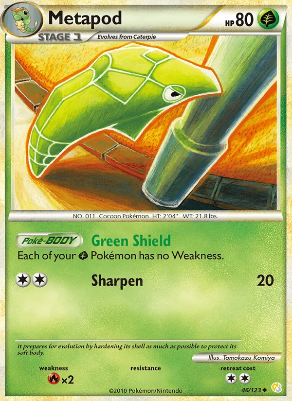 Carta Metapod, número 46/123 da coleção HeartGold SoulSilver